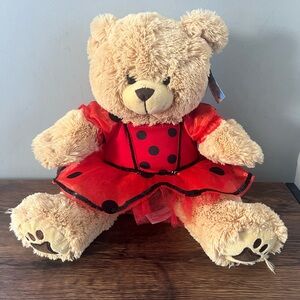 The Bear Factory Rhodes the Long Hair Bear In Red Lady Bug Dress/Tutu 2001